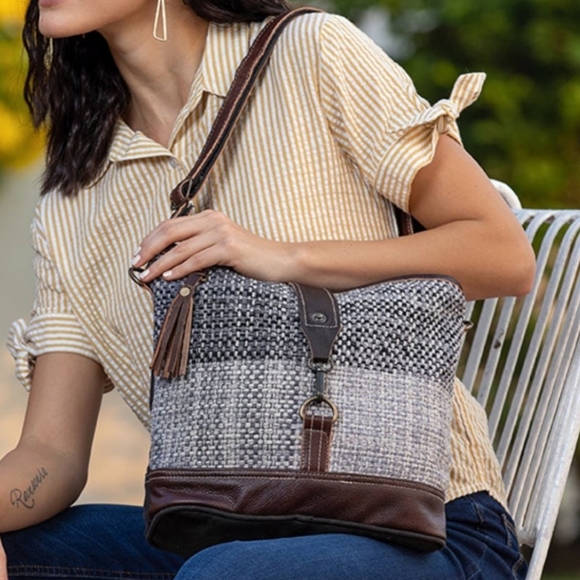 Myra Bag Crossbody Purse Texurized Look & Leather - Picture 15 of 15